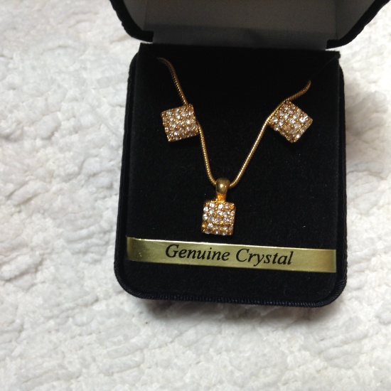 Genuine Crystal Necklace & Earrings