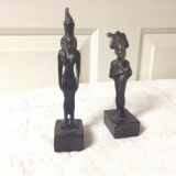 Two Bronze Egyptian Statutes