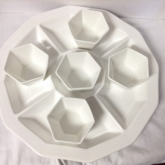 White Serving Tray & Bowls