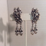 Vintage Silver Rose Earrings