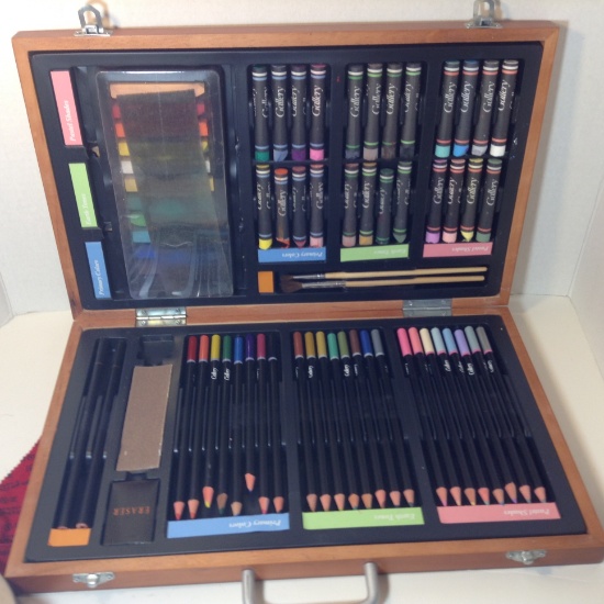 Colorful Pencils & Chalk in Case