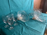 2 Crystal Bowls & 4 pc. Wine Goblet Set with 8 pc. Glass Set