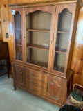 Vintage Oak Dining Table & Flora Pattern Chairs with Matching China Cabinet