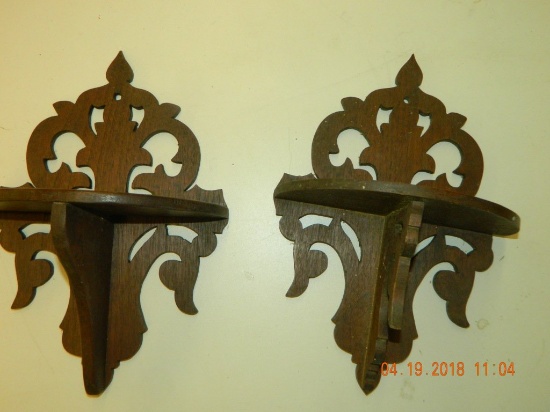 2 SMALL WOODEN SCONCES