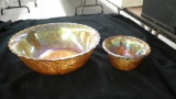 Amber carnival glass bowls