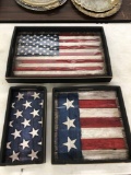 3 wooden flag trays