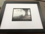 Framed matted black and white print