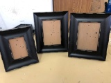 3 matching black picture frame lot