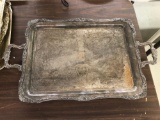 Large silver handled serving tray