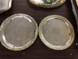 2 Godinger round serving trays
