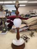 Wooden /milk glass lamp