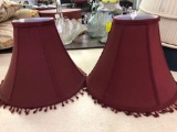 2 burgundy beaded lamp shades