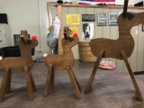 Set of 3 wooden reindeer