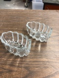 2 glass condiment dishes