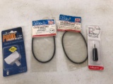 Misc lot - tape recorder drive belt, phone adapter, plug adapter