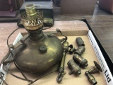 Electric Brass Lamp Base with extra parts