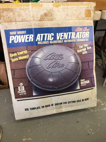 Power attic ventilator roof mount