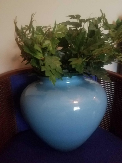 Blue vase with flowers