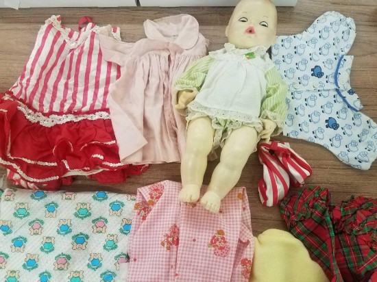 Vintage ideal co sleep eyes baby doll 1983 cbs inc doll and clothes