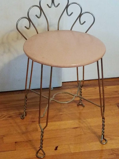 Vanity chair with gold trim