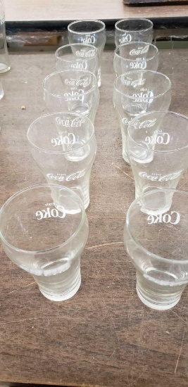 Set of 10 Coca-cola glasses and 1 coca-cola pitcher