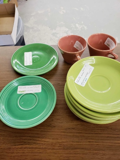 Fiesta saucer (green) and 2 cups