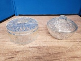 2 glass candy dishes with lids