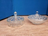 2 glass candy dishes with lids