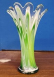 Green blown glass vase