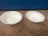 Anchor Hocking 2 small milk glass dishes