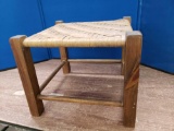 Wicker foot stool with wooden bottom