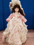 Victorian porcelain doll on stand