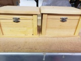2 small wooden boxes