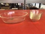 Glassbake Dish & 6 Pyrex small dishes