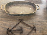 Heavy Cast iron handled pan & decorative metal piece