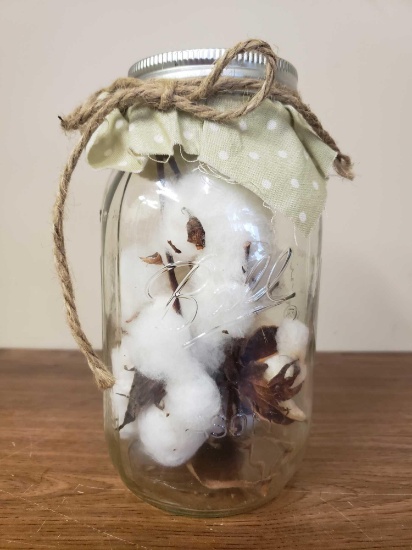 Ball mason jar with cotton inside