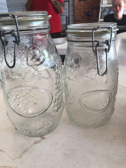 2 glass canisters