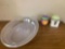 5 Plastic serving platters & 2 small canisters