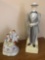 ceramic decanter of a man and figurine of man and woman