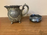 Silver plated creamer and small dish