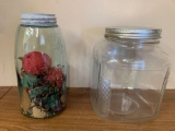 glass vintage jar and glass cannister
