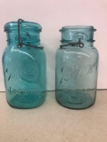 2 vintage quart Ball Ideal jars - blue tint
