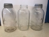 3 vintage Atlas Mason 1/2 gallon jars