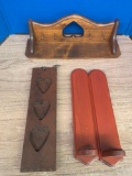 Candle holders and 2 heart wall hangings total 4