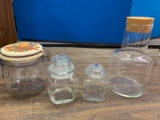 4 glass canisters