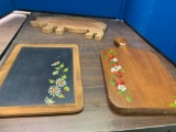 Wooden cutting boards and chalk board