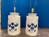 2 pottery lamps