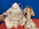 fabric bunny and doll