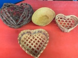 Heart wicker baskets