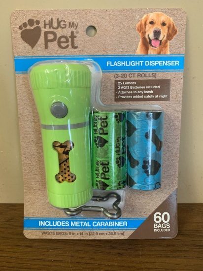 Brand new doggy waste bag dispenser with flashlight
